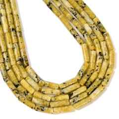 Yellow Turquoise Tubes, Approx 4x13mm, 38cm/strand