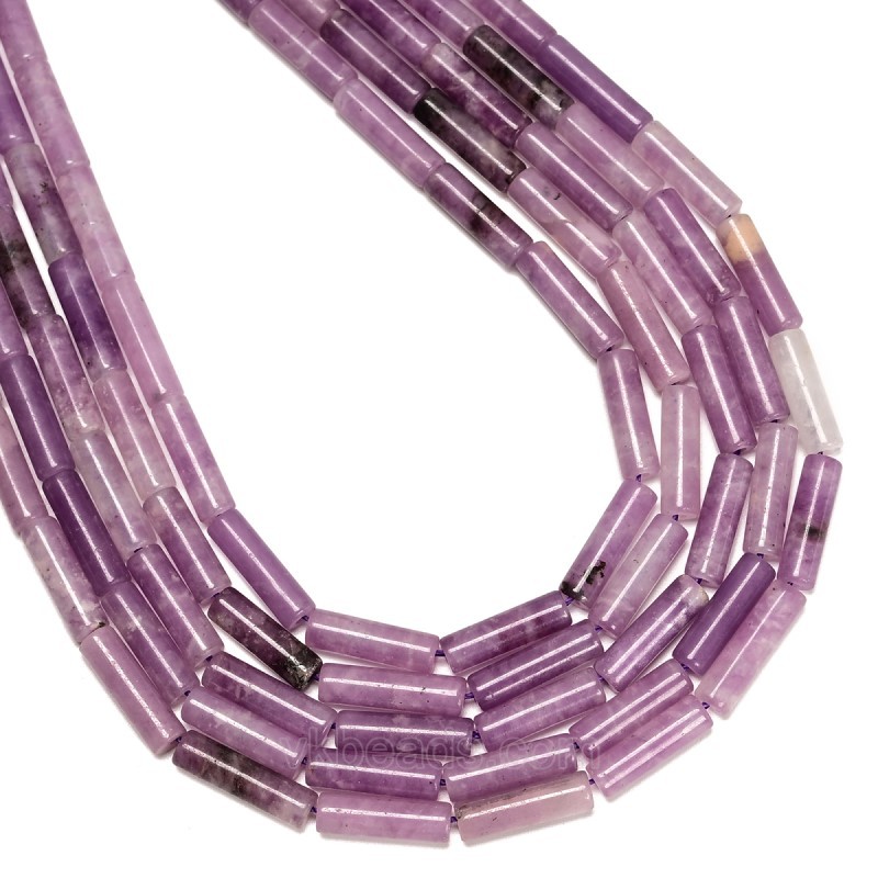 Lepidolite Tubes, Approx 4x13mm, 38cm/strand