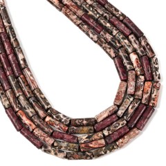 Red Leopardskin Jasper Tubes, Approx 4x13mm, 38cm/strand