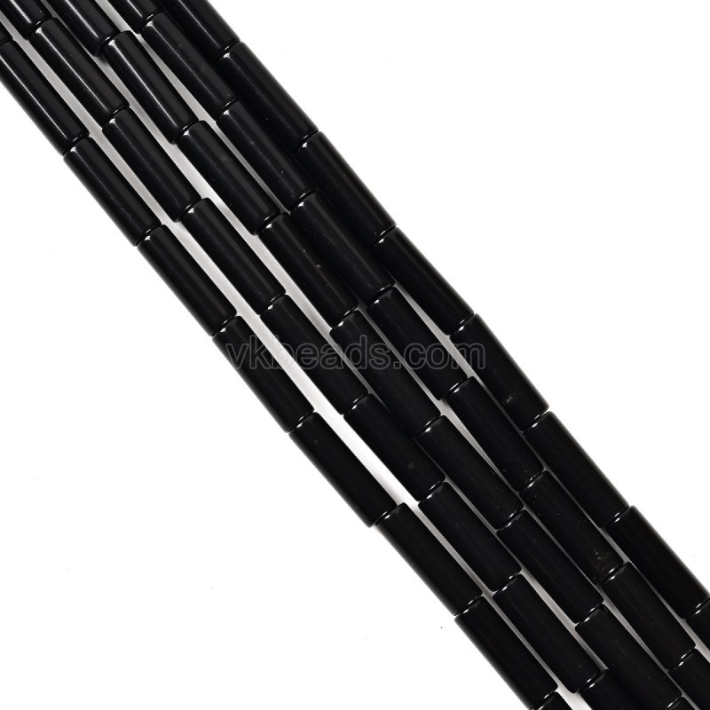 Synthetic Black Stone Tubes, Approx 4x13mm, 38cm/strand