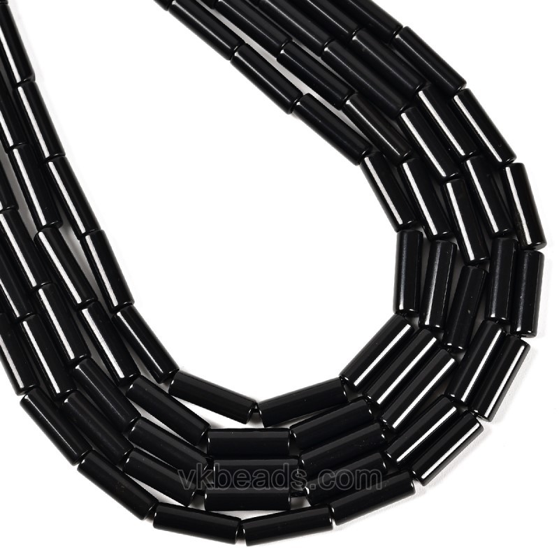 Synthetic Black Stone Tubes, Approx 4x13mm, 38cm/strand