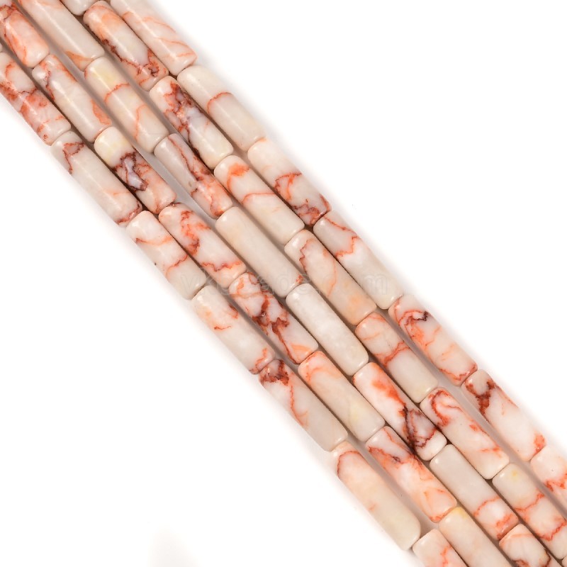 Red Veined Jasper Tubes, Approx 4x13mm, 38cm/strand
