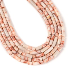 Red Veined Jasper Tubes, Approx 4x13mm, 38cm/strand