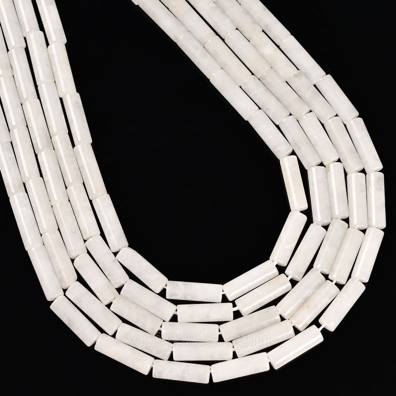 White Jade Tubes, Approx 4x13mm, 38cm/strand