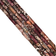 Red Leopardskin Jasper Tubes, Approx 4x13mm, 38cm/strand