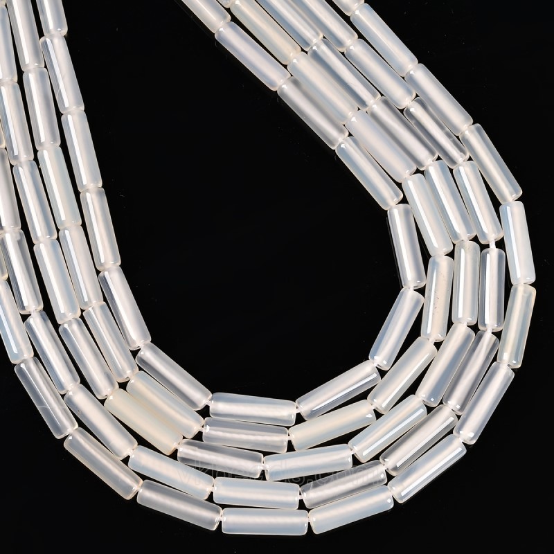 White Agate Tubes, Approx 4x13mm, 38cm/strand