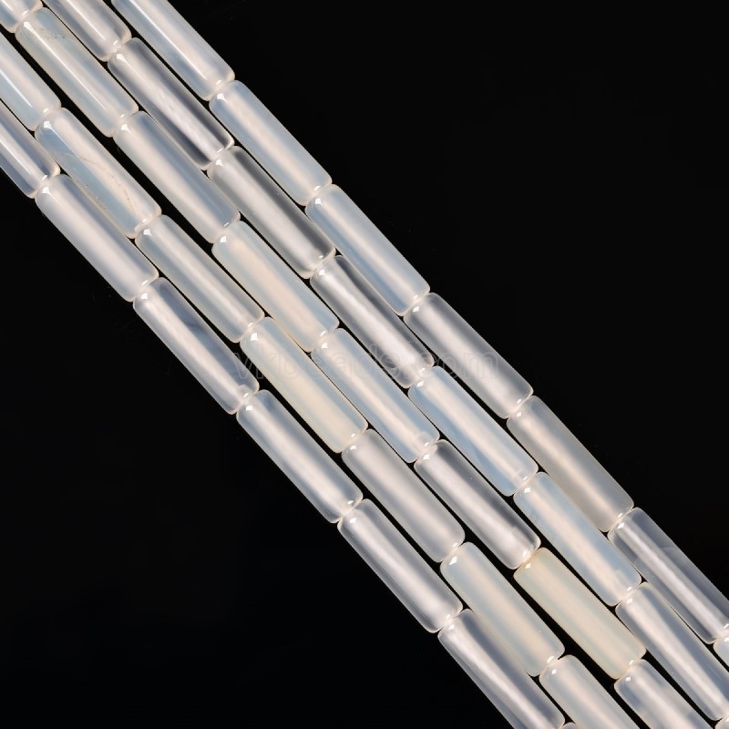 White Agate Tubes, Approx 4x13mm, 38cm/strand