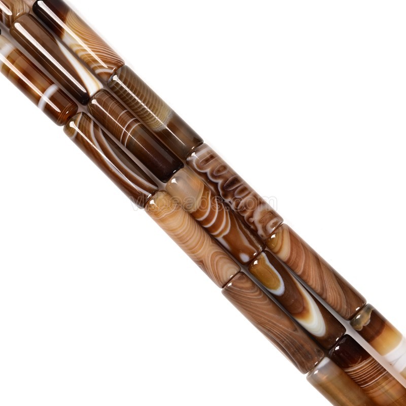 Brown Stripe Agate Tubes, Approx 7.8-8x30mm, 38cm/strand