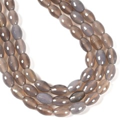 Grey Agate Faceted Rices, Approx 8x12mm, 38cm/strand