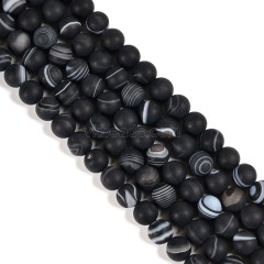 Black Lace Agate Matte Rounds, Approx 8mm, 38cm/strand