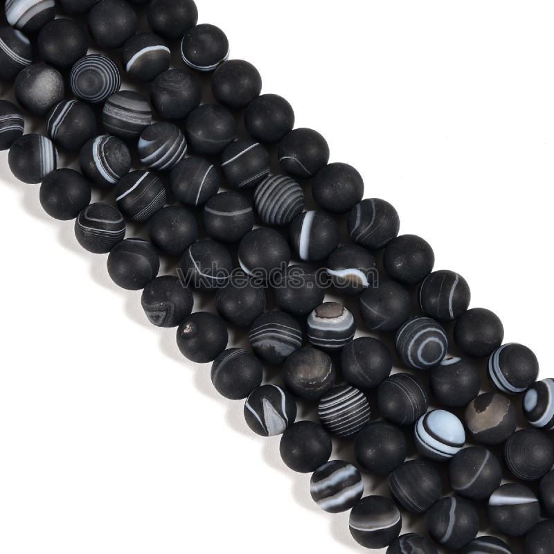 Black Lace Agate Matte Rounds, Approx 8mm, 38cm/strand