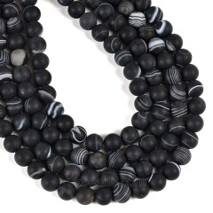 Black Lace Agate Matte Rounds, Approx 8mm, 38cm/strand