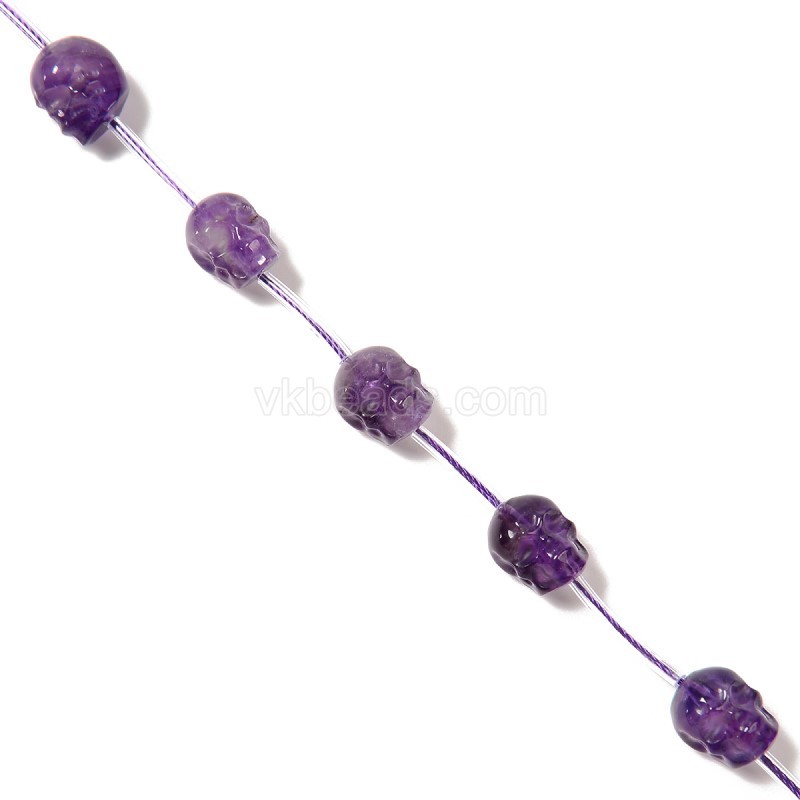 Amethyst Through-drilled Skulls, Approx 8x10mm, 12pcs/strand