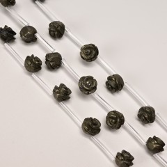 Pyrite Carved Rose Flowers, Approx 8-12mm, 15pcs/strand