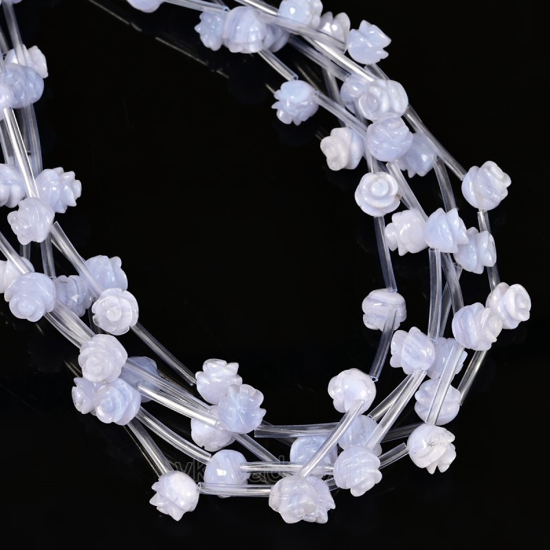 Blue Chalcedony Carved Rose Flowers, Approx 8-12mm, 15pcs/strand