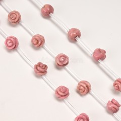 Rhodochrosite Carved Rose Flowers, Approx 8-12mm, 15pcs/strand