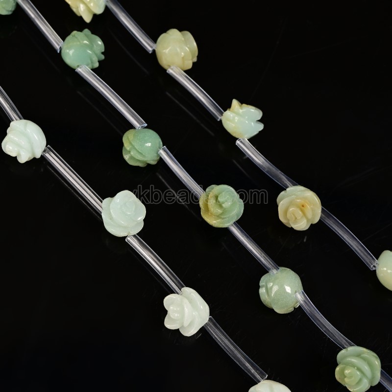 Amazonite Carved Rose Flowers, Approx 8-12mm, 15pcs/strand