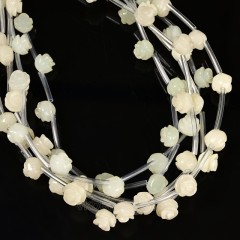 New Jade/Serpentine Jade Carved Rose Flowers, Approx 8-12mm, 15pcs/strand