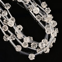 Clear Quartz Carved Rose Flowers, Approx 8-12mm, 15pcs/strand