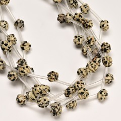 Dalmatian Jasper Carved Rose Flowers, Approx 8-12mm, 15pcs/strand