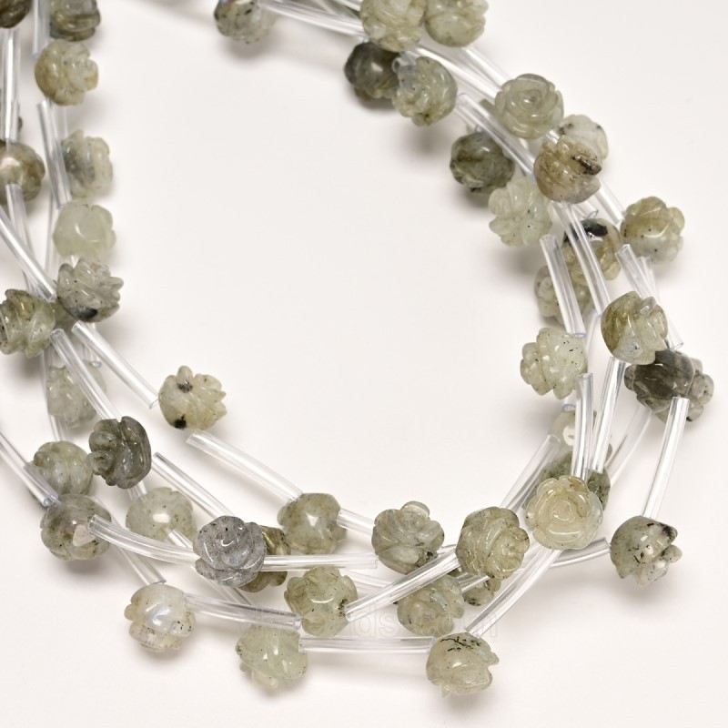 Labradorite Carved Rose Flowers, Approx 8-12mm, 15pcs/strand