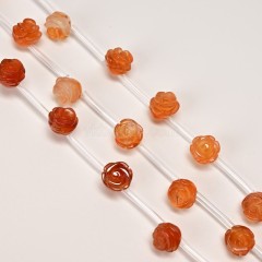 Red Agate Carved Rose Flowers, Approx 8-12mm, 15pcs/strand