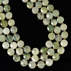 New Jade/Serpentine Jade Faceted Coins with Spacer Beads, Approx 10mm, 38cm/strand