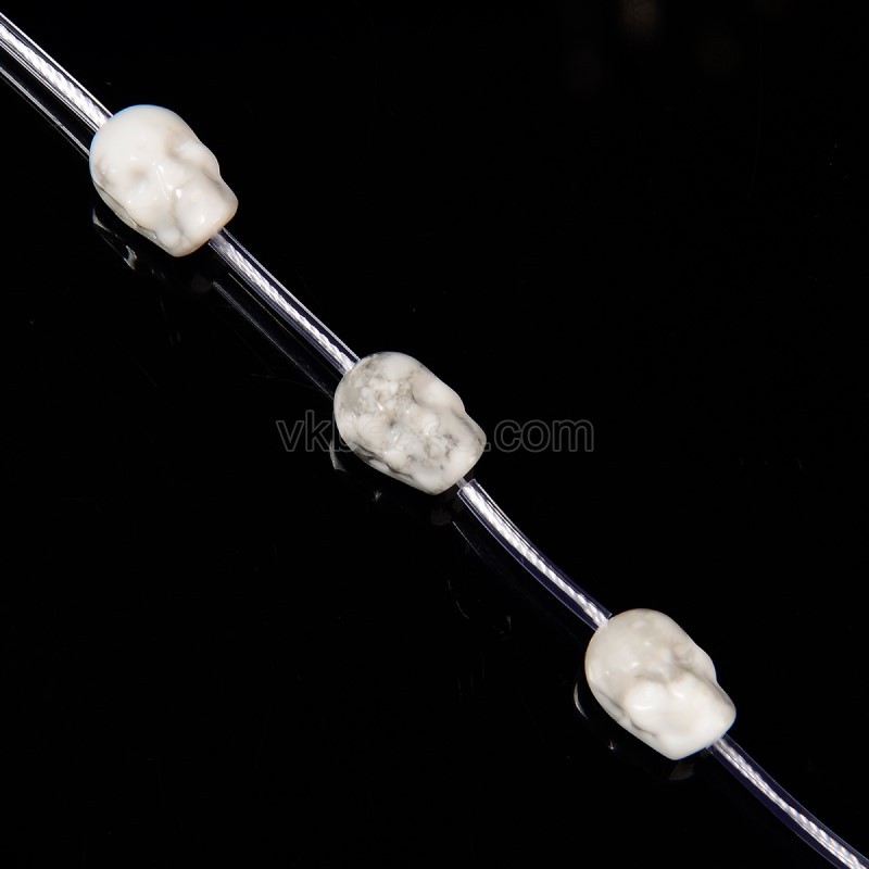 Howlite Through-drilled Skulls, Approx 8x10mm, 12pcs/strand