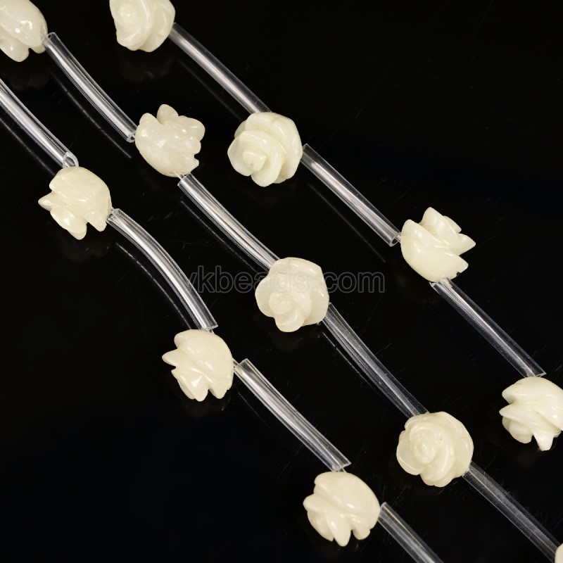 New Jade/Serpentine Jade Carved Rose Flowers, Approx 8-12mm, 15pcs/strand