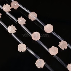 Rose Quartz Carved Rose Flowers, Approx 8-12mm, 15pcs/strand