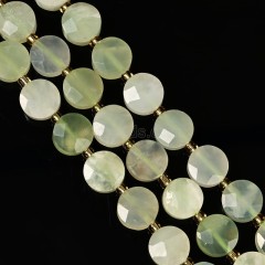 New Jade/Serpentine Jade Faceted Coins with Spacer Beads, Approx 10mm, 38cm/strand