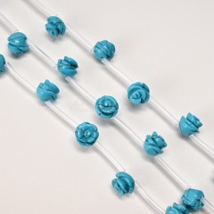 Blue Turquoise Carved Rose Flowers, Approx 8-12mm, 15pcs/strand