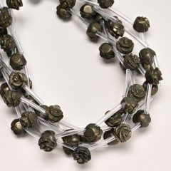 Pyrite Carved Rose Flowers, Approx 8-12mm, 15pcs/strand