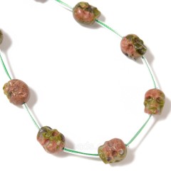 Unakite Through-drilled Skulls, Approx 8x10mm, 12pcs/strand