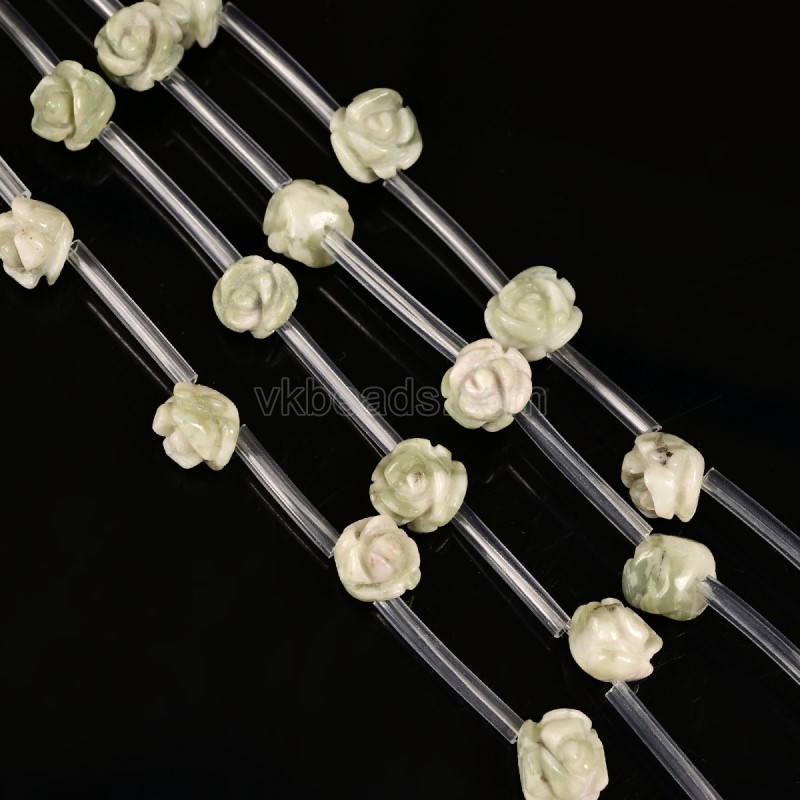 Lucky Jade Carved Rose Flowers, Approx 8-12mm, 15pcs/strand