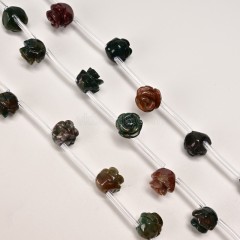 Indian Agate/Fancy Jasper Carved Rose Flowers, Approx 8-12mm, 15pcs/strand