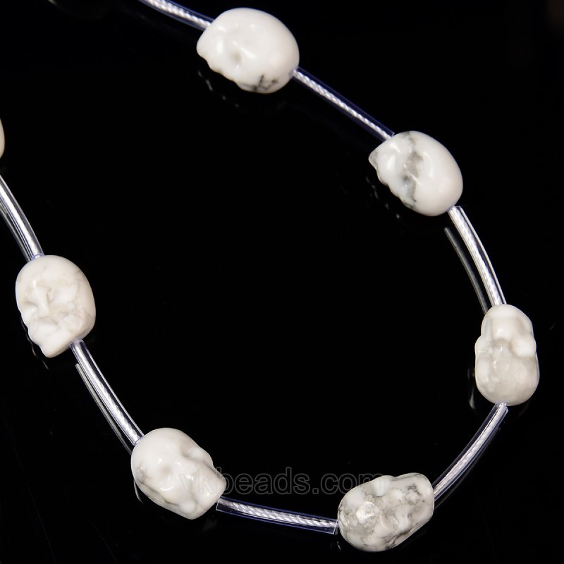 Howlite Through-drilled Skulls, Approx 8x10mm, 12pcs/strand