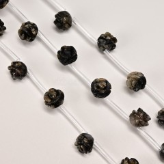 Blue Amphibole Carved Rose Flowers, Approx 8-12mm, 15pcs/strand