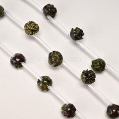 Dragon Blood Stone Carved Rose Flowers, Approx 8-12mm, 15pcs/strand