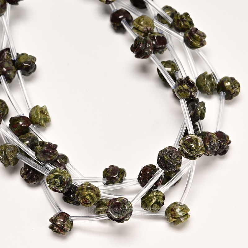 Dragon Blood Stone Carved Rose Flowers, Approx 8-12mm, 15pcs/strand