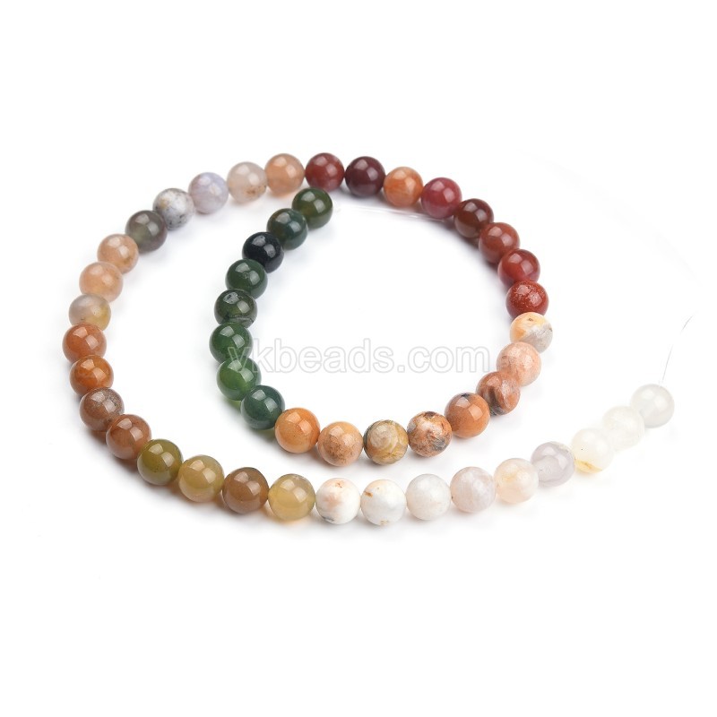 Multicolor Indian Agate/Fancy Jasper Smooth Rounds, Approx 4-10mm, 38cm/strand