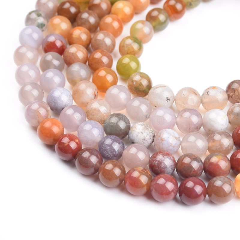 Multicolor Indian Agate/Fancy Jasper Smooth Rounds, Approx 4-10mm, 38cm/strand
