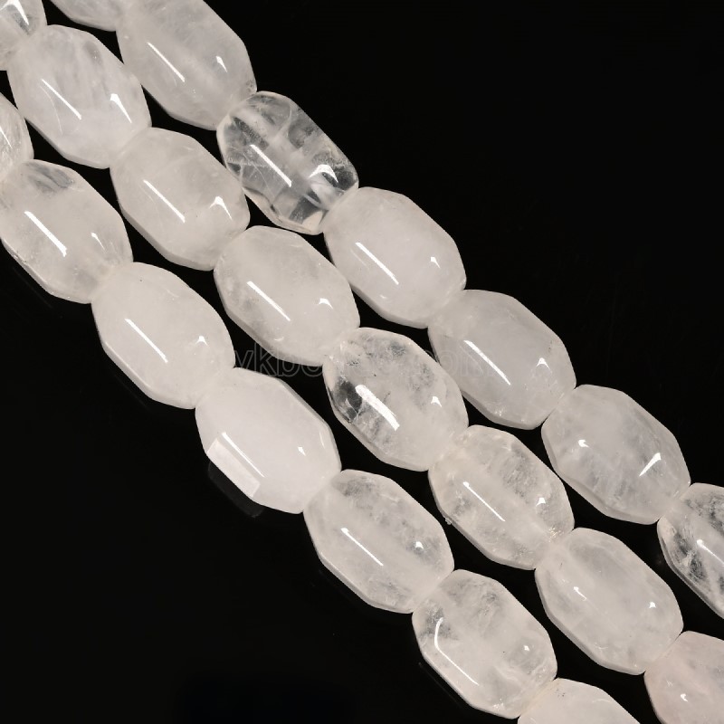 White Jade Hexagonal Faceted Nuggets, Approx 10x14mm, 38cm/strand