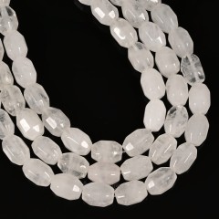 White Jade Hexagonal Faceted Nuggets, Approx 10x14mm, 38cm/strand