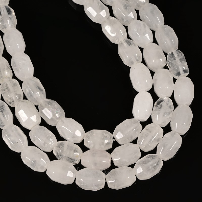 White Jade Hexagonal Faceted Nuggets, Approx 10x14mm, 38cm/strand