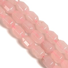 Rose Quartz Hexagonal Faceted Nuggets, Approx 10x14mm, 38cm/strand