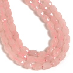 Rose Quartz Hexagonal Faceted Nuggets, Approx 10x14mm, 38cm/strand
