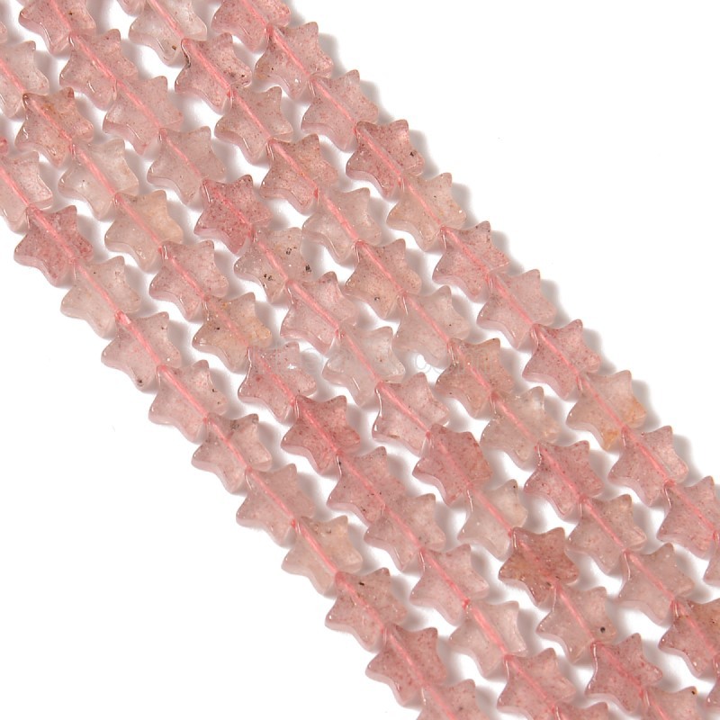 Red Strawberry Quartz Flat Stars, Approx 6mm, 38cm/strand