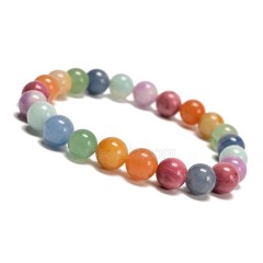 Mixed Stones Smooth Rounds 8mm Stretch Bracelet, Sell by Piece