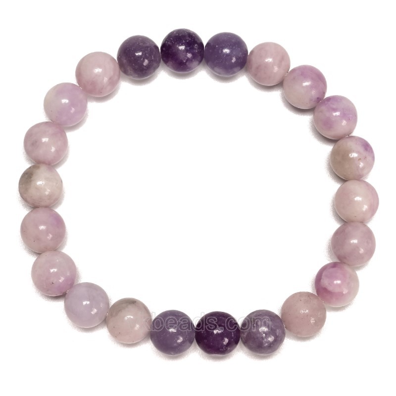 Gradient Lilac Lepidolite Smooth Rounds 8mm Stretch Bracelet, Sell by Piece